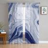 Marble Texture Navy Blue Sheer Curtains for Living Room Decoration Window Curtains for Kitchen Tulle Voile Organza Curtains