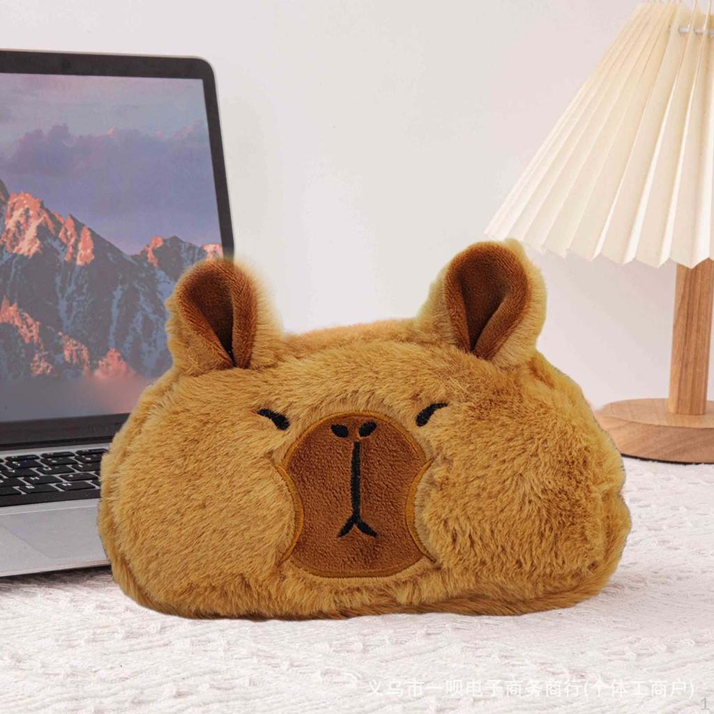 Очаровательный плюшевый пенал в виде капибары — органайзер для канцелярских принадлежностей с милыми животными