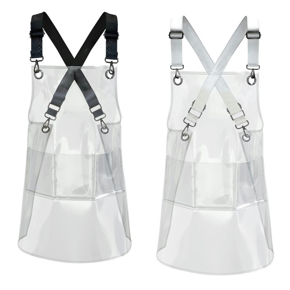Fashion Barber Apron Reusable Waterproof Transparent Apron Unisex TPU for Kitchen Hair Salon Barber Barista Household Supplies
