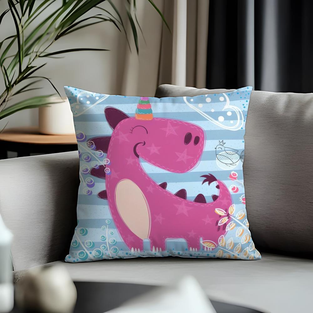 Trending DDinosauried Cushion Cover Antidustmite Pillowcase Invisible Zipper Silky Short Plush Sofa Cushion Cover