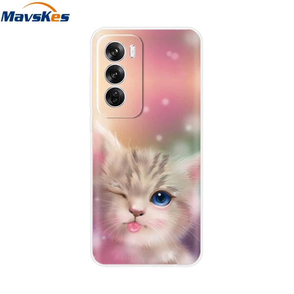 Чехол для OPPO Reno 12 Pro 5G Модный Цветочный Силиконовый Чехол для Телефона Для OPPO Reno 12 Чехол Reno12 Pro Бампер 2024 Мягкий Черный ТПУ Fundas
