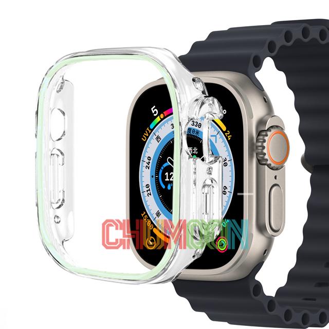 Светящийся чехол для Apple Watch Case Ultra 49 мм, 45 мм, 44 мм, 41 мм, 40 мм, жесткий бампер из ПК, защитная рамка, аксессуары для iWatch 8, 7, 6, 5 SE