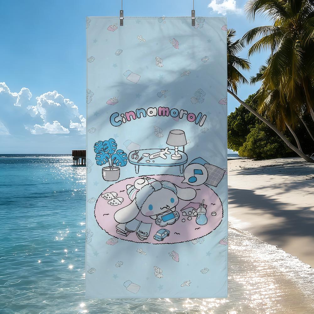 Милое Полотенце Sa C-Cinnamoroll Быстросохнущие Пляжные Полотенца Подходят Для Бассейнов, Кемпинга, Йоги И Тренажерного Зала