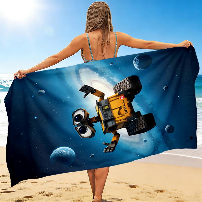 1Pc Space Adventure Robot Beach Towel, Quick Dry, Multi-Use for Beach Pool Gym Yoga Home Travel, Christmas, Halloween, Xmas Gift M928219