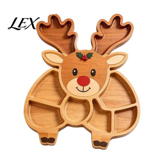 Appetizer Tray for Festivals Christmas Snack Serving Tray, Divided Holiday Platter, Cute Snowman/Tree/Penguin/Cow Shaped Table Decorations Food