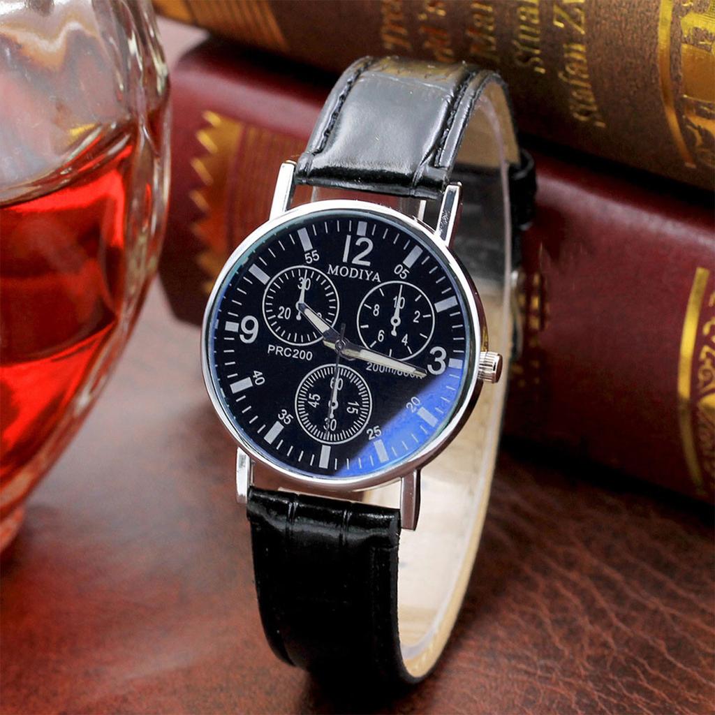 Six Pin Watches Quartz Men's Watch Blue Glass Belt Watch Men
