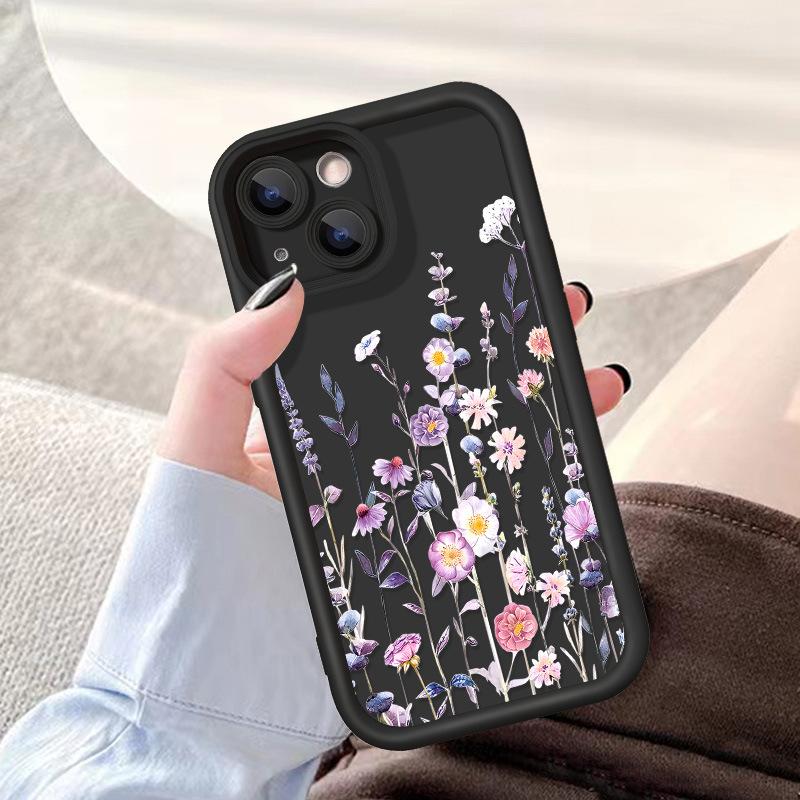 Модный силиконовый чехол для телефона с цветком для iPhone 16 11 12 13 14 15 Pro Max XS Max X XR 7 8 15 Plus SE 2022 женский мягкий защитный чехол для объектива камеры