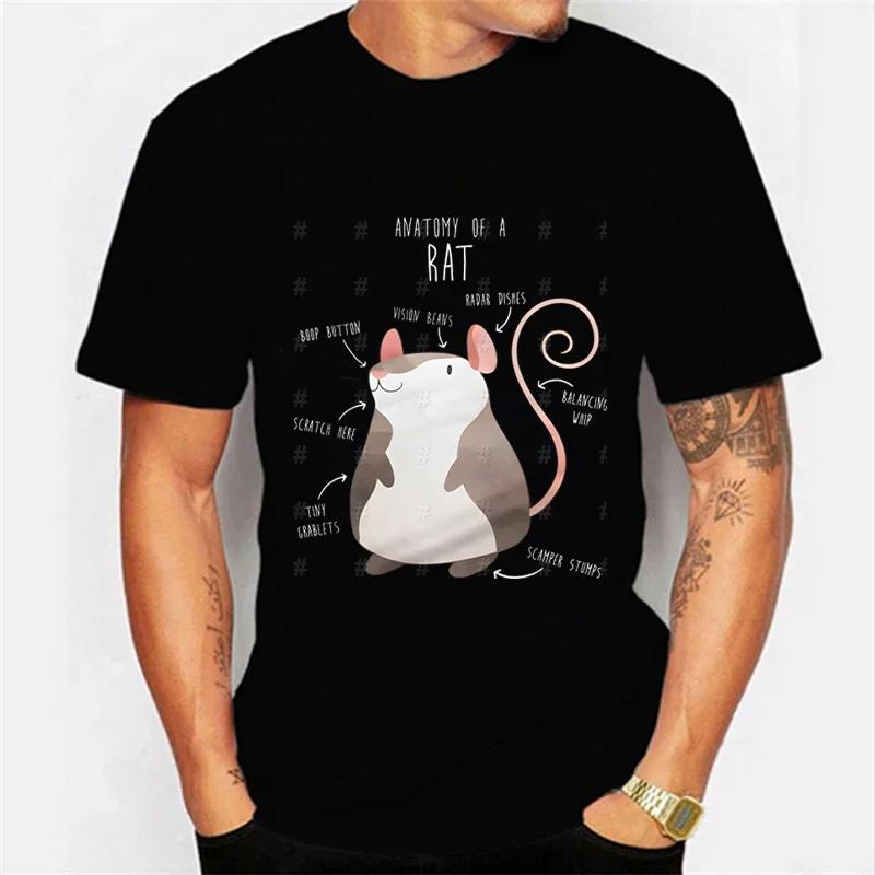 Top Unisex Unisexs Tshirt Cute Rat Printed Short Sleeve Male Tshirt Harajuku Fashion Couple Loose Street Style Y2K Tops Clothing