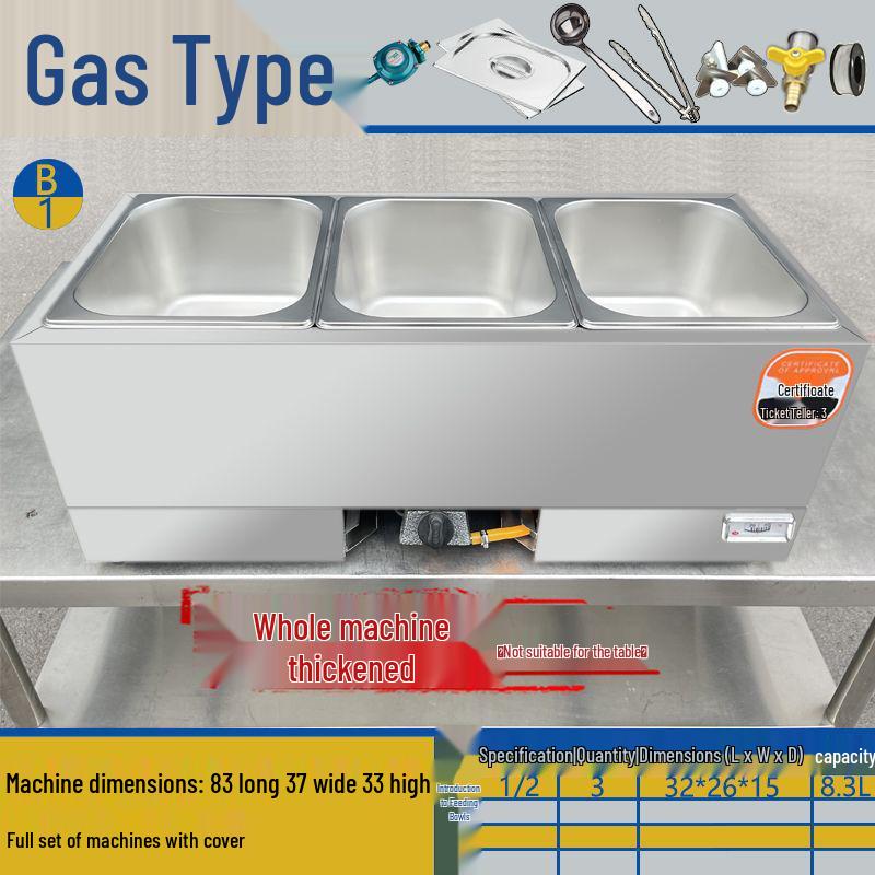 Commercial Gas-Powered Countertop Warming Table with Soup Pot for Fast Food Stalls