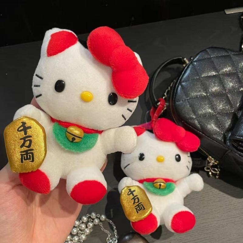 Sanrio Maneki-neko Hello kitty Plush doll Animal Plush knapsack Pendant Cartoon Lucky kitty Cat bag accessoires Ornament Gift