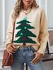 Женский пуловер "Рождественская елка с каплями" - Осень/Зима, с круглым вырезом, свободная вязка