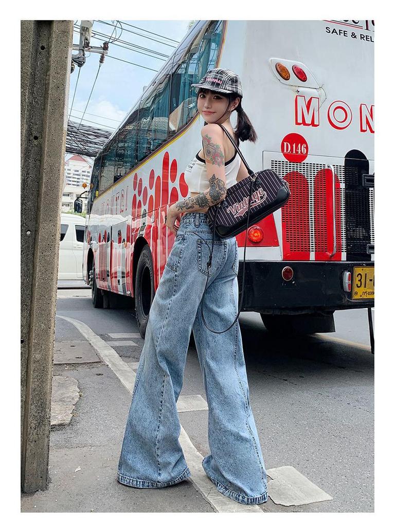 New Autumn Women's Mid-Low Waist Wide Leg Slimming Flared Jeans