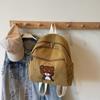 Bear Backpack Corduroy Student Schoolbag Women Cartoon Backpack