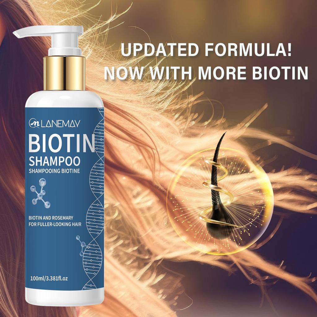 Биотиновый шампунь - Улучшает секущиеся кончики и пушистость, Улучшает текстуру волос и укрепляет волосы - Увлажняет и придает объем для всех типов волос