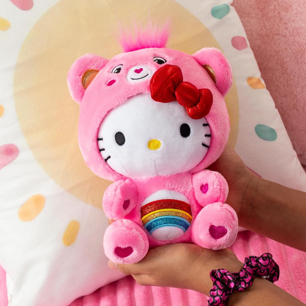 Care Bears Hello Kitty Cheer Bear Dressed As 8-Inch Fun-Sized Plush - Soft and Cuddly Best - For Girls and Boys, Employees, Collectors, Ages 4 and Up.