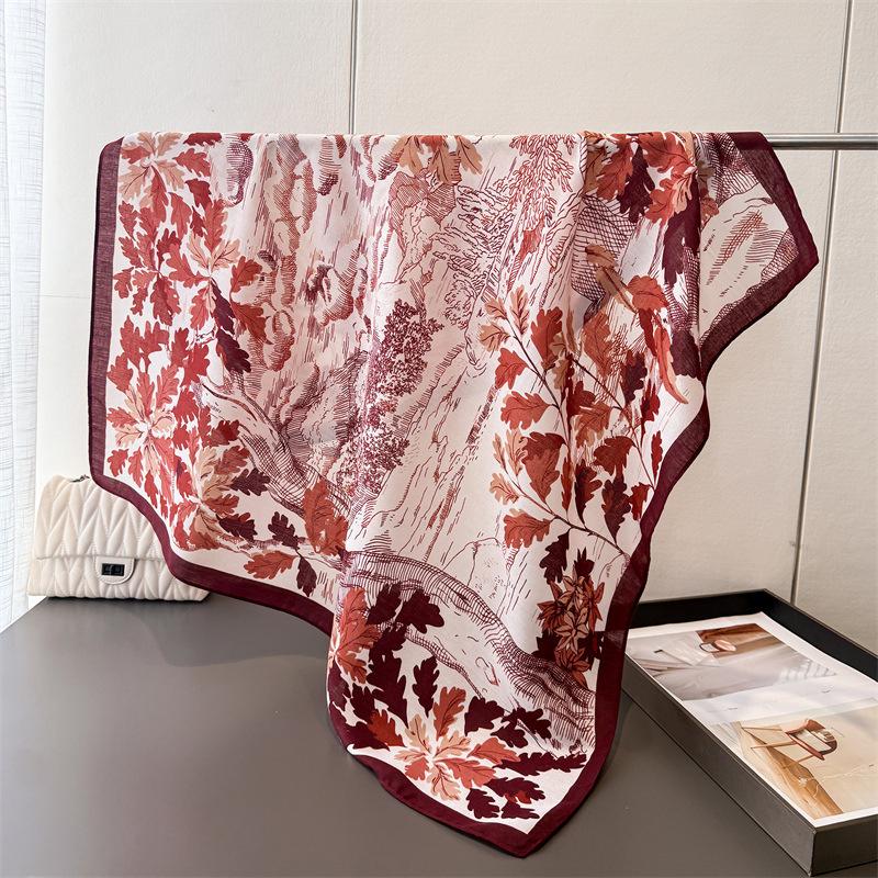 2026 New Flower Print Satin Square Silk Scarf for Women Muslim Hijab Lady Neckerchief Shawl Wraps Headband Handle Bag Ribbon