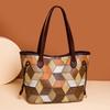 Cross-Border Patchwork Color-Block Tote: Large Capacity 3D Handbag for Moms