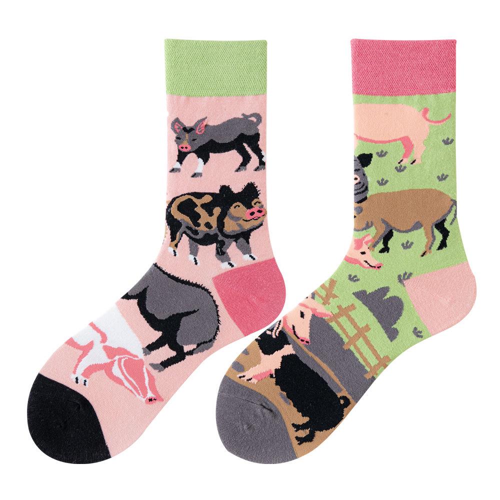 Asymmetric Colorful Christmas Cotton Socks for Couples