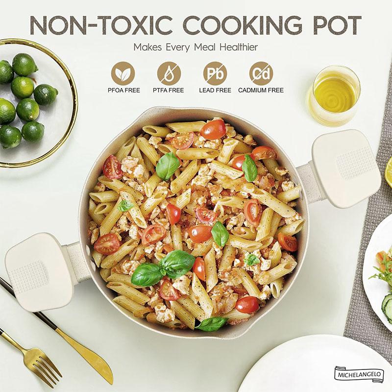 Суповая кастрюля на 6 кварт, многоцелевая кастрюля для пасты с крышкой-дуршлагом и ручками с поворотом и фиксацией, антипригарная кастрюля для бульона, кастрюля для варки спагетти