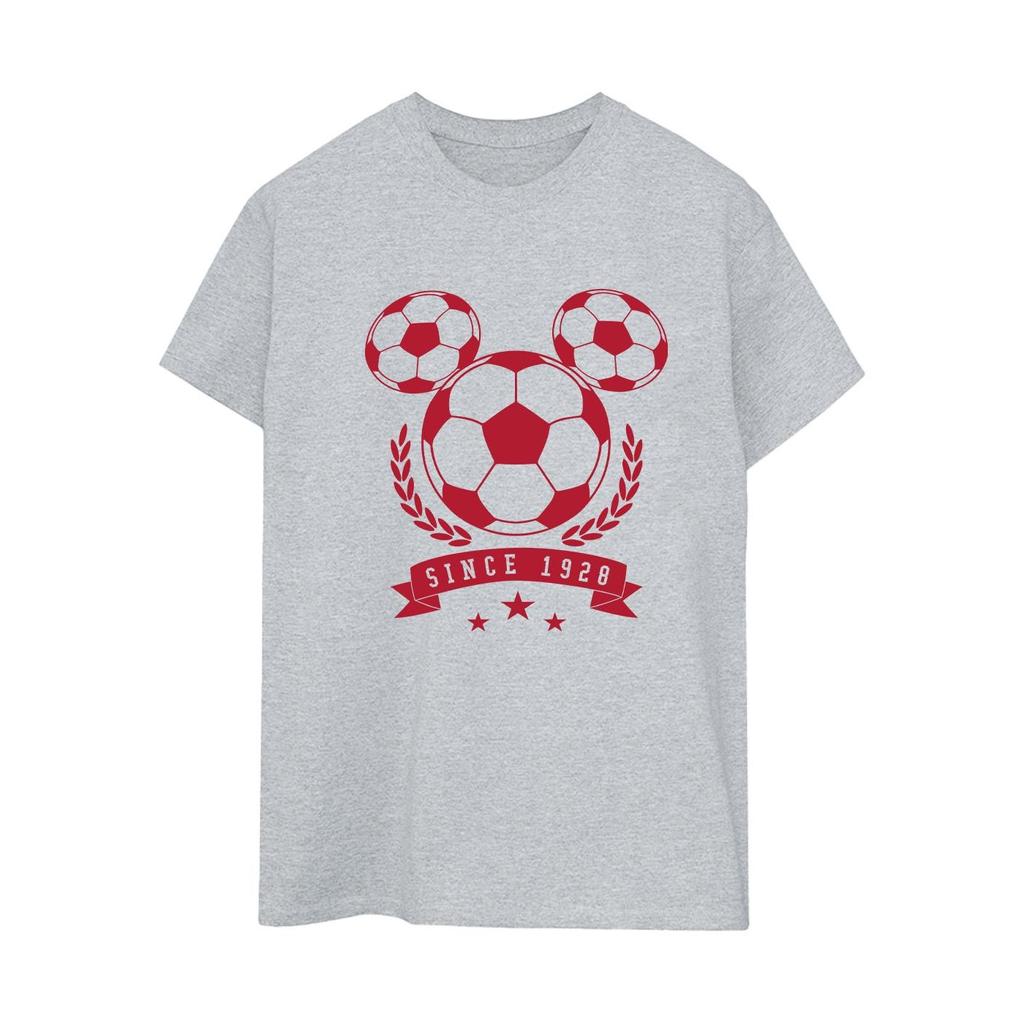Disney Womens/Ladies Mickey Football Head Cotton Boyfriend T-Shirt