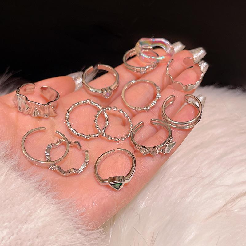 Комплект колец Love с корейским цирконием — роскошные простые кольца для универсального стиля