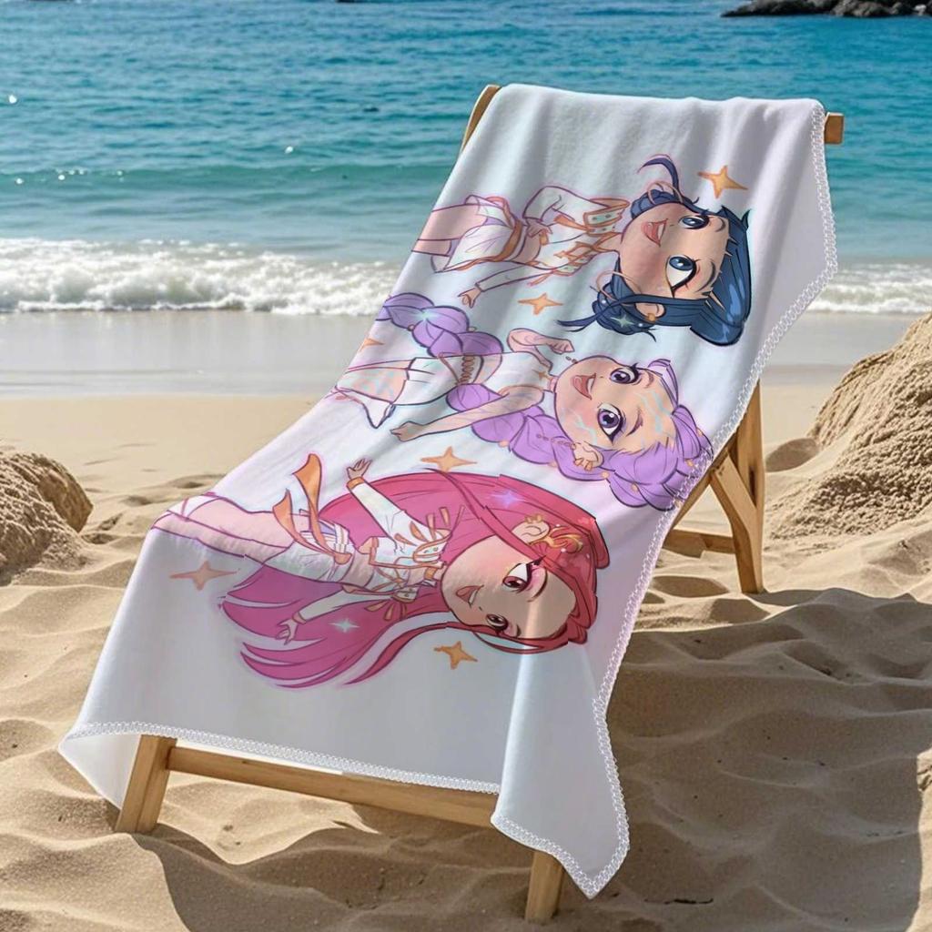 1pc Kpop Chibi Girl Group Beach Towel Microfiber Quick Dry Kawaii Cartoon Bath Towel For Pool Beach Travel Kpop Fans Gift