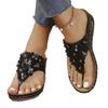 Large Size Wedged Slippers Toe Flip-flops 2025 Hot Summer New European and American Fashion Flower Sandals