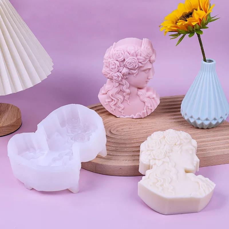3D Портрет Богини Свеча Силиконовая Форма DIY Европейская Фигура Статуя Гипс Декор Форма для Литья из Смолы Домашнее Украшение Поделки