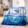 Underwater World Fish Dolphin Pattern Print Soft Flannel Blanket Sheet Sofa Office Air Conditioner Throw Blanket Gift