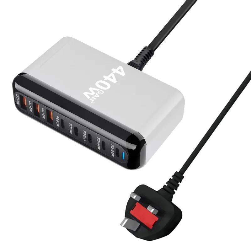 440 Вт GAN USB TypeC многопортовый настольный дорожный зарядный адаптер PD зарядное устройство офисное домашнее зарядное устройство для США ЕС Великобритания Австралия вилка