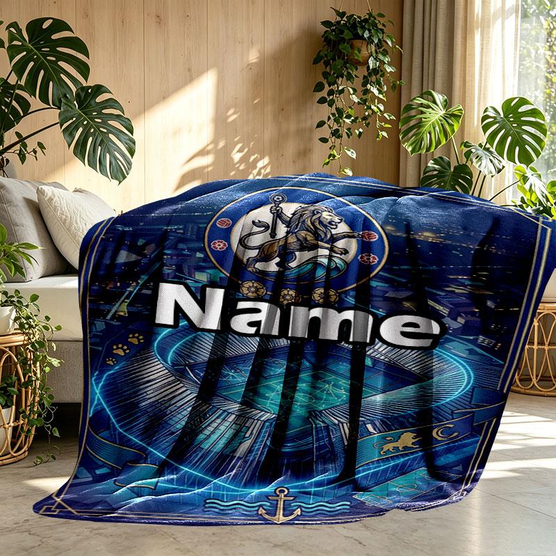 Custom Name Personalized Chelsea Football Club Print Blanket, Home Decor, Bedroom, Sofa, Camping, Couch, Gifts for Birthday Christmas