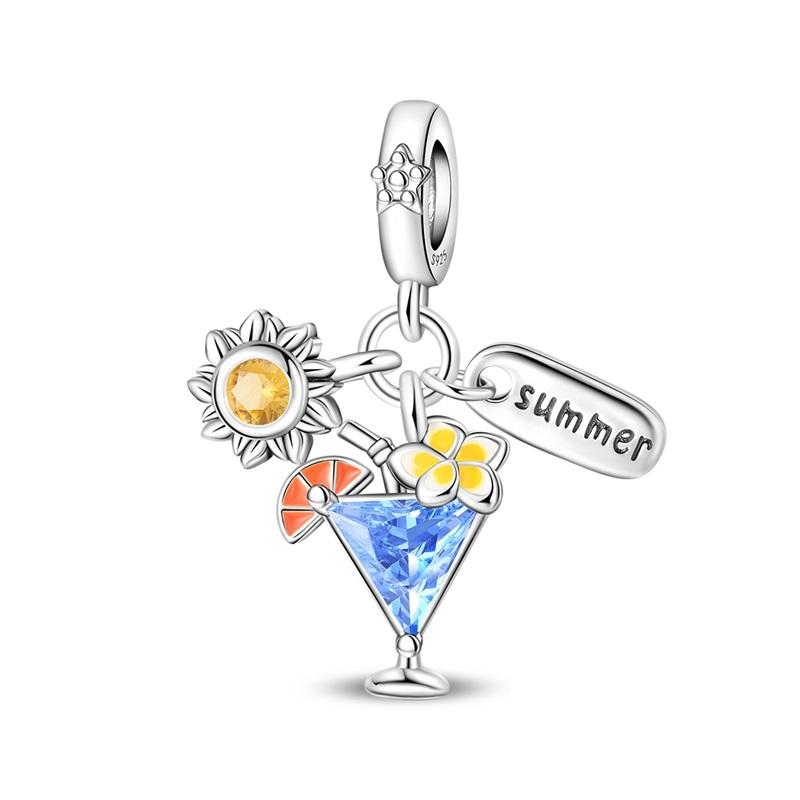 925 Silver Ocean Princess Magic Mirror Princess Rose Princess Charms Pendants Fit DIY Bracelets Party Jewelry