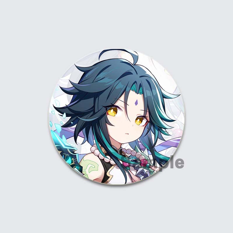32/44/58mm Game Anime Genshin Impact Pin Fun Cartoon Cute Head Image Brooch Badge Bag Decor for Fans Collection Friends Gift Accessory