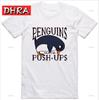 Funny Mens T Shirt Gift Penguins Hate Push Ups Regular Fit 100% Cotton Tee Stylish Fresh T-shirts Bold Trendy Funny T-shirt