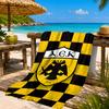 Пляжное полотенце AEK Athens с золотисто-черным гербом, Быстросохнущее, Легкое в уходе, Подходит как для фитнеса, так и для пляжного отдыха, Спортивный аксессуар