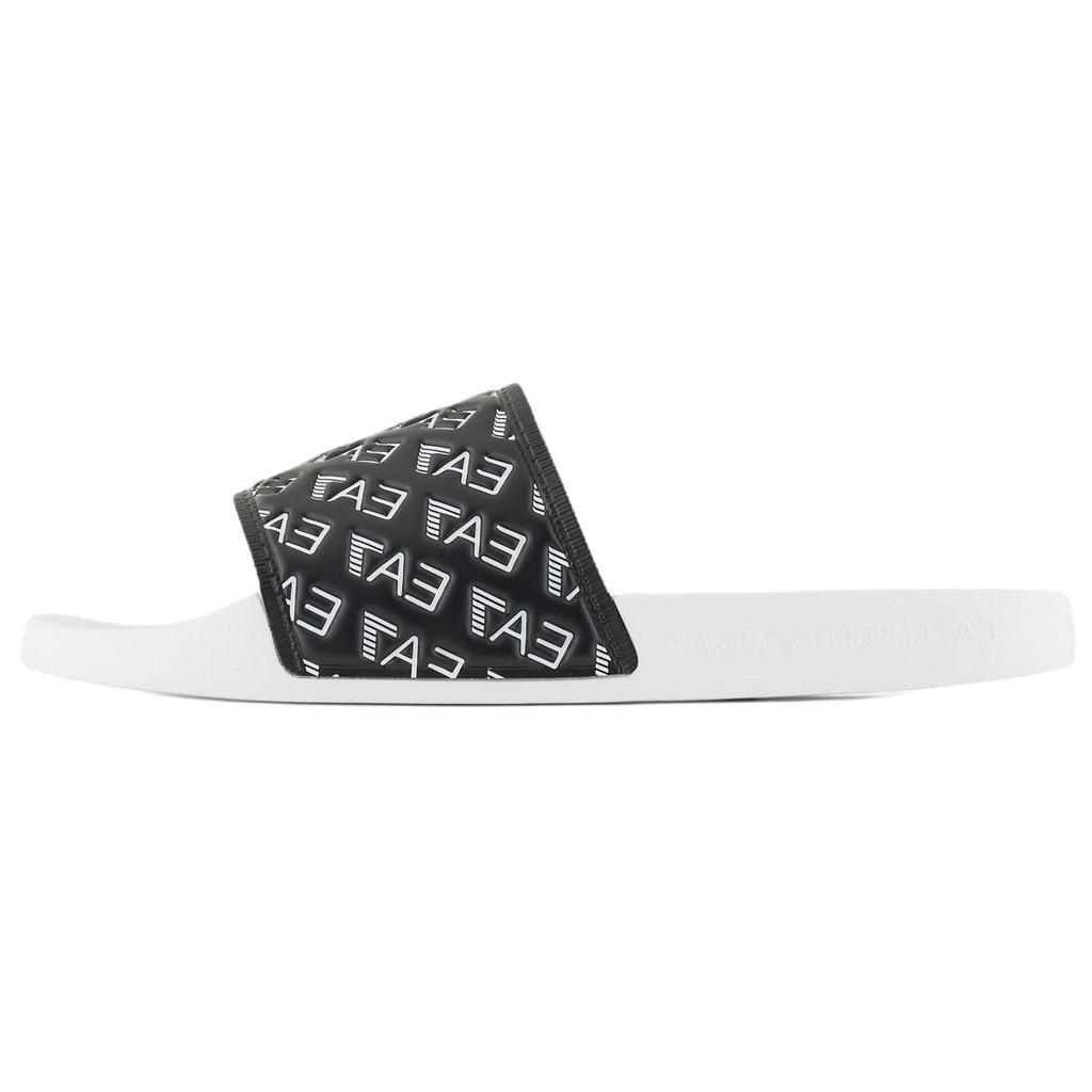Emporio Armani EA7 Пара Летние Шлепанцы на Плоской Подошве с Ремешком с Буквами, Круглый Носок, Нескользящие, Унисекс, Черные 7X000109AF15125FC079