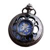 Механические карманные часы Gun Black Petal Blue Face с ретро-раскладушкой и полым ожерельем, мужские и женские часы