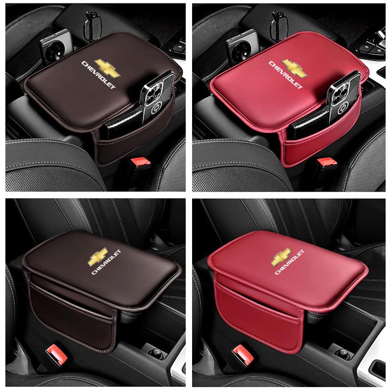 AABHJ1 Car Armrest Cushion Leather Arm Rest Box Pad With Storage Bag For Chevrolet Corvette Montana TrailBlazer Silverado Traverse Bolt