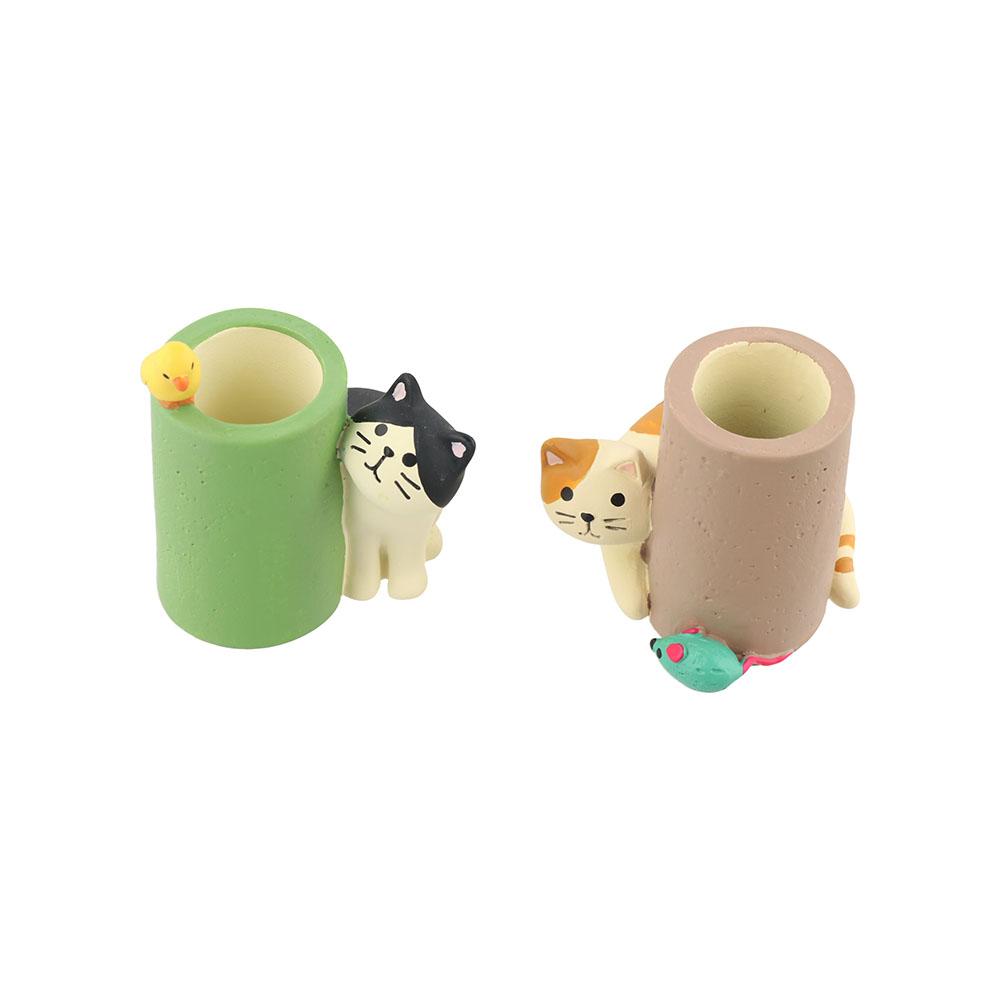 Cat Ornaments Single Pencil Holder Cute Cat And Mouse Pencil Stand Container  Office Stationery