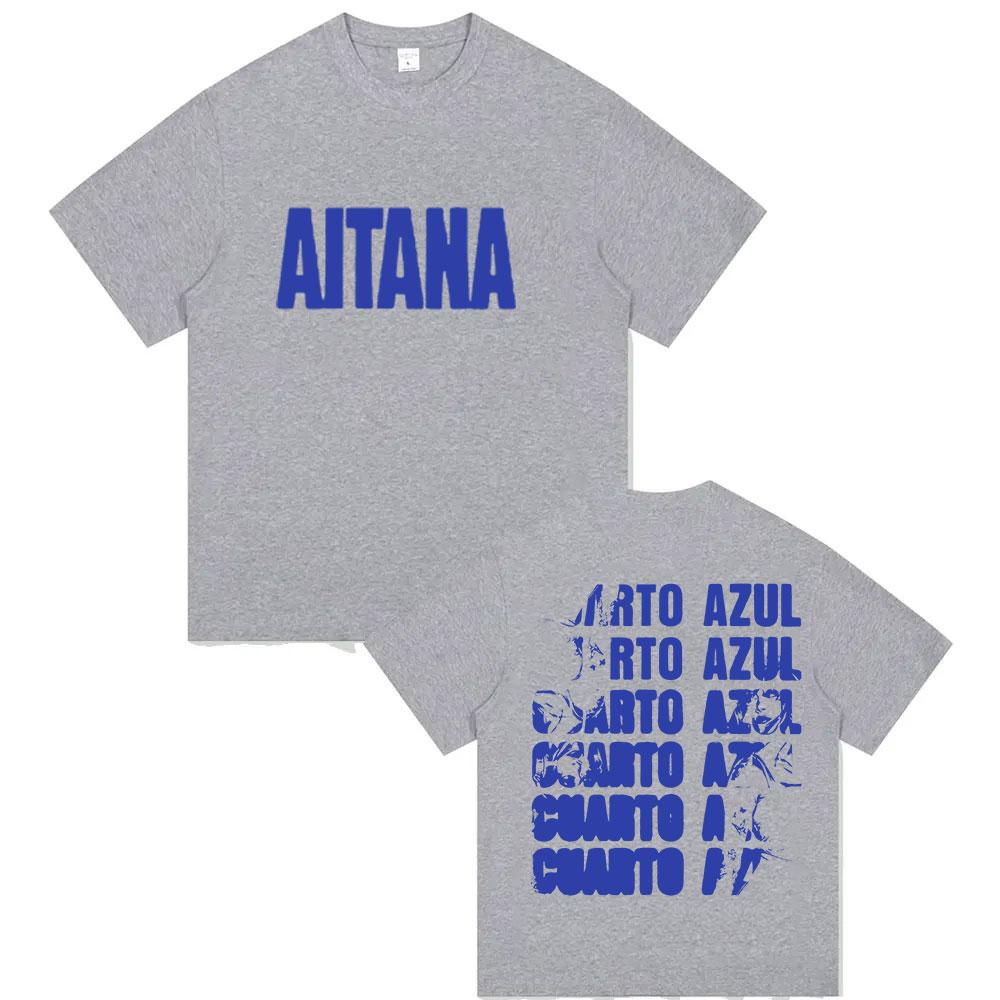 Летняя футболка 2025 года с принтом тура певицы Aitana 'Cuarto Azul' для мужчин и женщин, фанатов хип-хопа, с коротким рукавом, 100% чистый хлопок