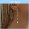 Geometric Unique Gold Plated Copper Earrings With Pearl Jewelry Trendy