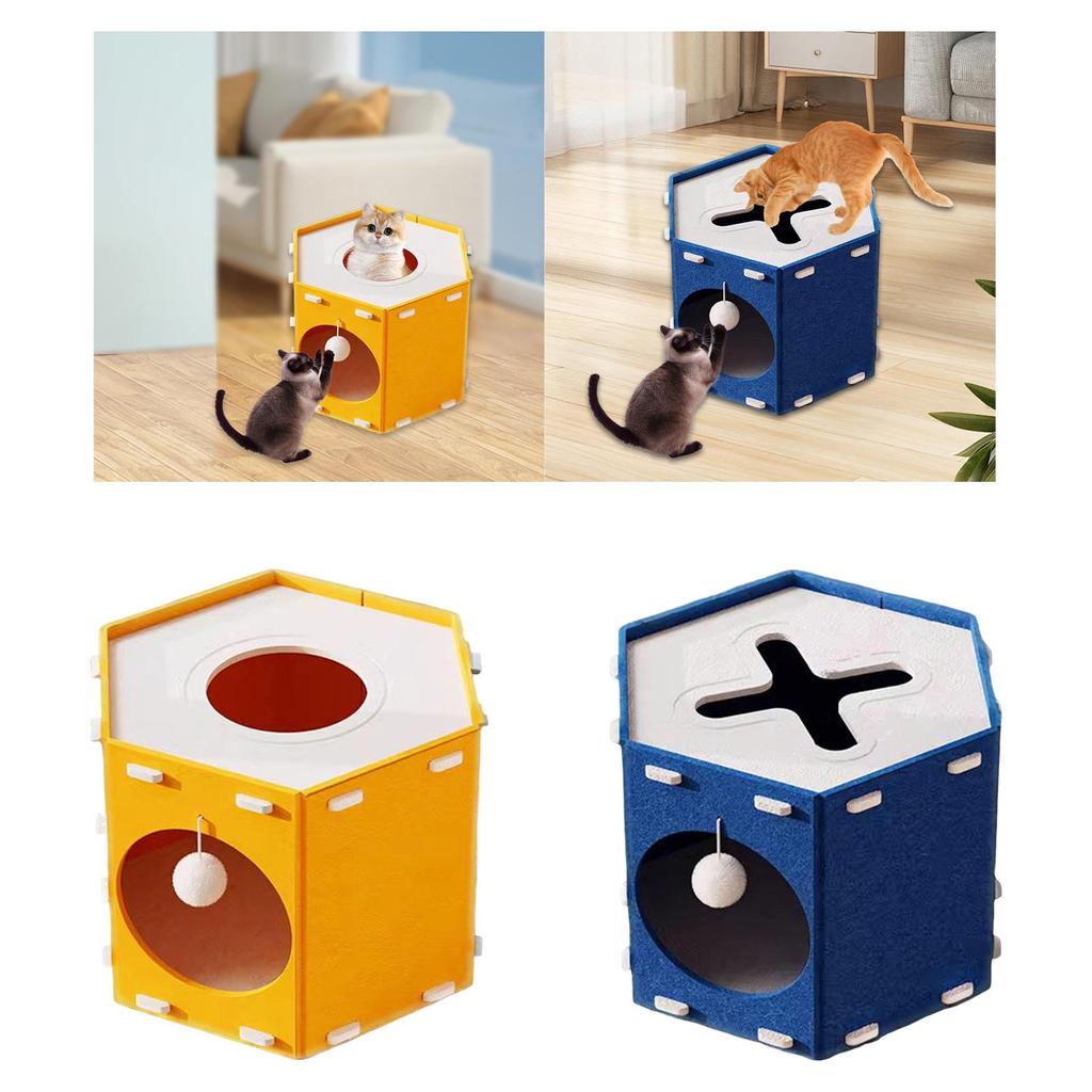 Войлочный домик-когтеточка для маленьких, средних и больших кошек, глазок с шариком, подвесная мебель, пещера для котят, туннель, очень большой, устойчивый к царапинам