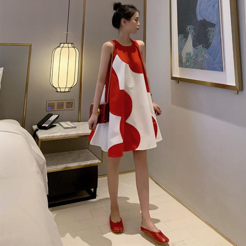 Жилет женское летнее платье без рукавов с круглым вырезом выше колена для дома, свиданий, вечеринок, повседневная одежда