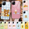 TOPLBPCS Cute Rilakkuma Tempered Glass Phone Case For Redmi Xiaomi 11 Lite Pro Ultra 10T 10 9 8 MIX 4 Cover Silicone Shell Cases