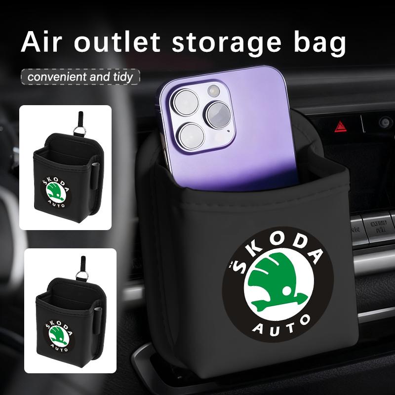 AAABS1 For Skoda Car Car Air Outlet Storage Box Phone Glasses Organizer Auto Styling Accessories Fabia 1 2 Octavia a7 RS Superb Rapid