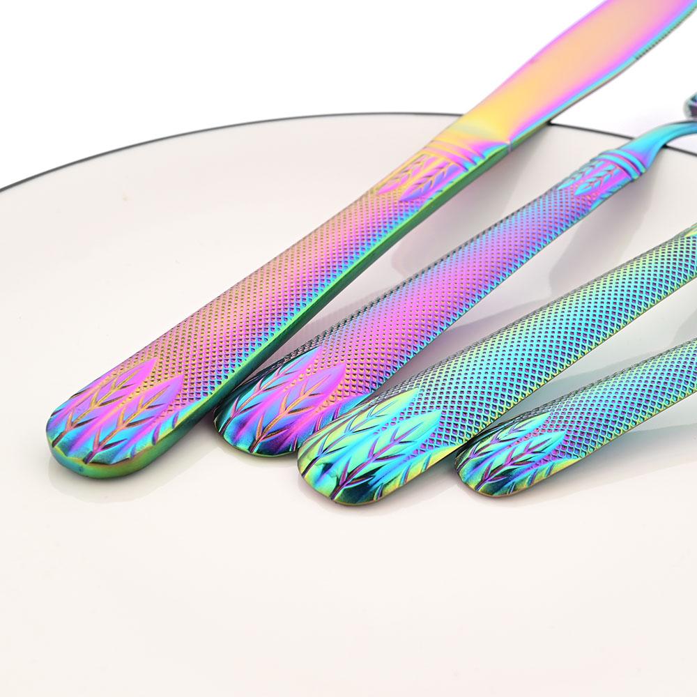 4 шт., набор столовых приборов, золотые колосья пшеницы, столовая посуда из нержавеющей стали 304, нож, вилка, ложка, обеденный набор, столовые приборы в западном стиле