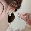 Zircon Drop Oil Pearl Flower Earrings Simple Light Luxury Versatile Stud Earrings Niche Temperament High-end Earrings Women