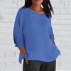 Women's Fashion Seven-Quarter Sleeve Round Neck Solid Color Loose Casual Shirt Tops