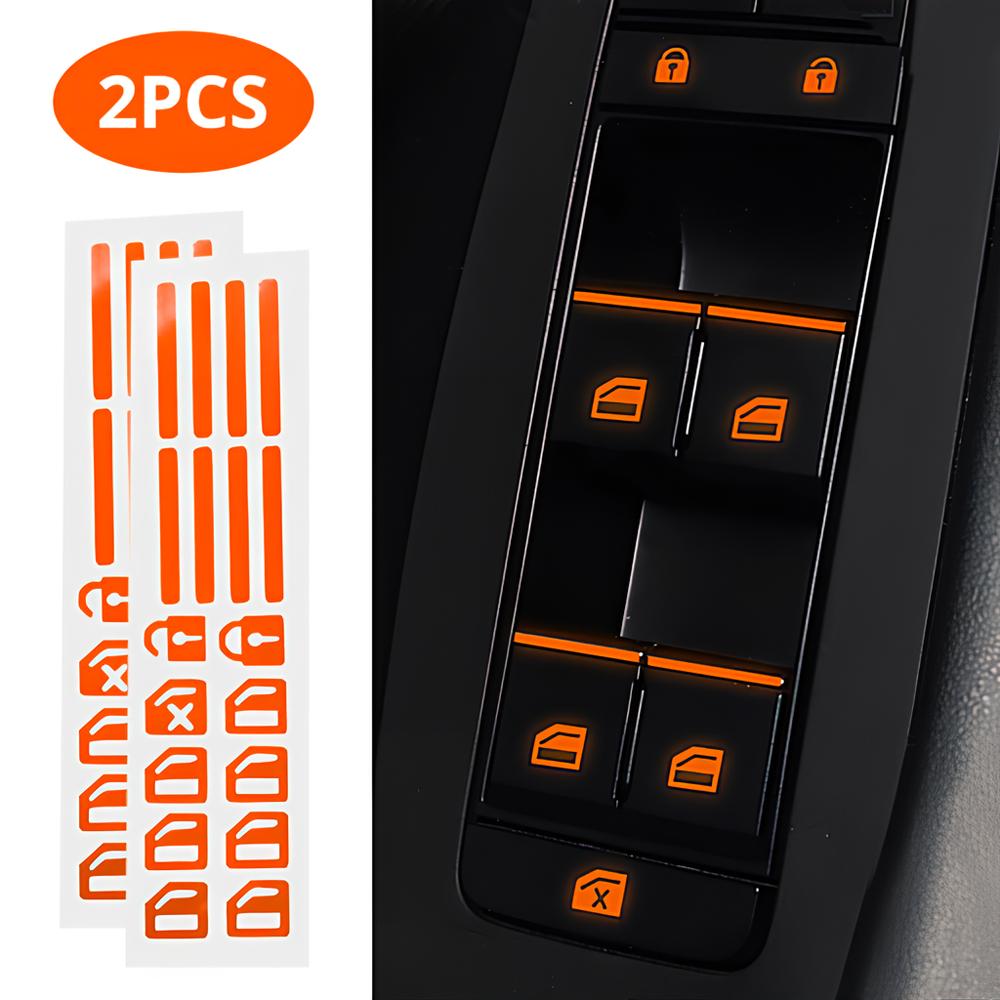 1/2 шт., автомобильный стайлинг, светящиеся наклейки на переключатель окна, ночная светящаяся кнопка, автонаклейки, универсальные, зеленые, оранжевые, синие