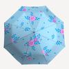 1pc Floral Pattern Light Blue Pink Flowers Leaves Umbrella with Plastic Handle,Suitable for All Seasons Umbrellaptys26003